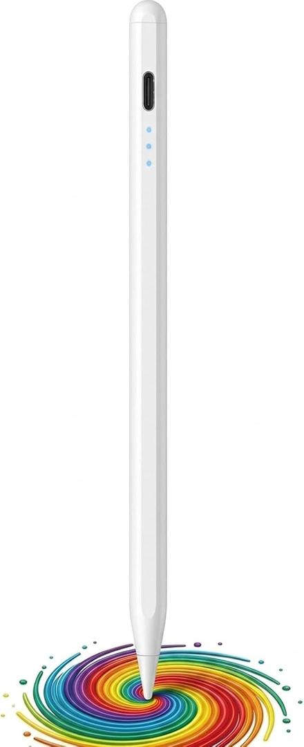 Stylus Pen for iPad 2018-2026, 2X Fast Charge Active Pencil with Tilt Sensitivity & Palm Rejection, iPad 11/10/9/8/7/6/A16, Air M4/M3/M2, Pro M5/M4, Mini 7/6/5 (White)