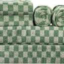 CinGiiCo Checkered Bath Towels Set of 6 Large, 600GSM, 100% Cotton Shower Towels * 2 (55 * 28 in), Hand Towels * 4 (29 * 14 in),Towels for BathroomPoolHotel, Spa (Checkered Dark Green)