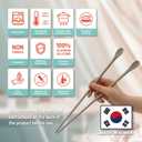 Reusable Long Silicone Cooking Chopsticks with Spoon 12 Inches 2 Pairs Set, Dishwasher Safe, BPA-free Non-Slip, Non-Scratch, Korea Japanese Kitchen Utensils (Pastel Grey 2 Set)