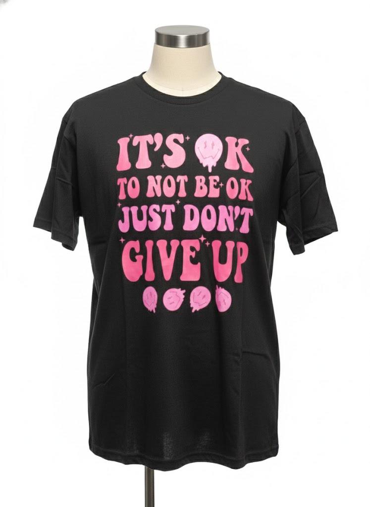 SHENHE Women's Short-Sleeve T Shirts Letter Print Oversized Top Graphic Tees Loose Casual Summer Tops (Large, Black & Pink)