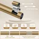 2 Pack Brass Gold Curtain Rod 34 to 124 Inch, Brushed Warm Gold 1 Adjustable Long Heavy Duty Curtain Rods for Windows, Decorative Antique Drapery Rods with Modern Solid Aluminum Finials