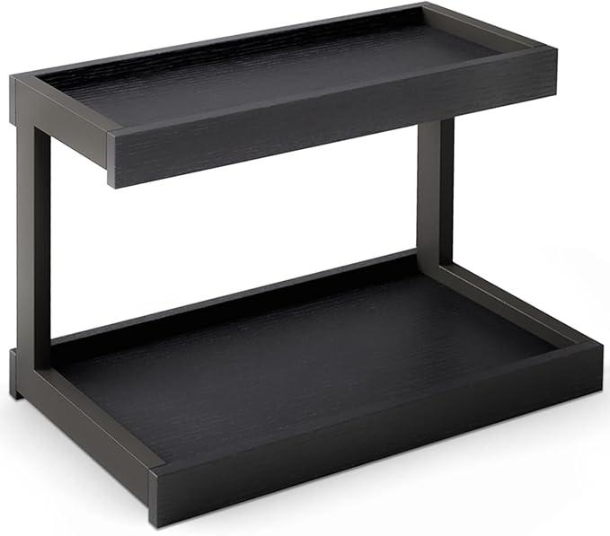 MARTY 2 Tier Spice Rack Organizer for Countertop, 15.8''L Coffee Station/Bathroom Organizer Countertop, Counter Shelf Desktop Storage Organizer for Kitchen, Bedroom, Office (Black)