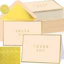 Gueevin 60 Pcs Thank You Cards with Envelopes and Stickers Bulk 3.5 x 5 Inch Gold Border Blank Thank You Notes Cards or Graduation, Teacher, Employee Appreciation, Wedding, Anniversary (Gold & Beige)