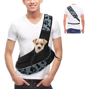 Gloppie Dog Carriers for Small Dogs Pet Sling Carrier Hands Free Cat Sling Travel Puppy Bag Satchel Mesh Dog Purse Bag Cute Grey