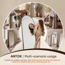 Antok 58" x19” Arched Full Length Floor Mirror, Black Aluminum Frame, Free Standing/Wall Mount/Leaning for Bedroom, Living Room, Dressing Room