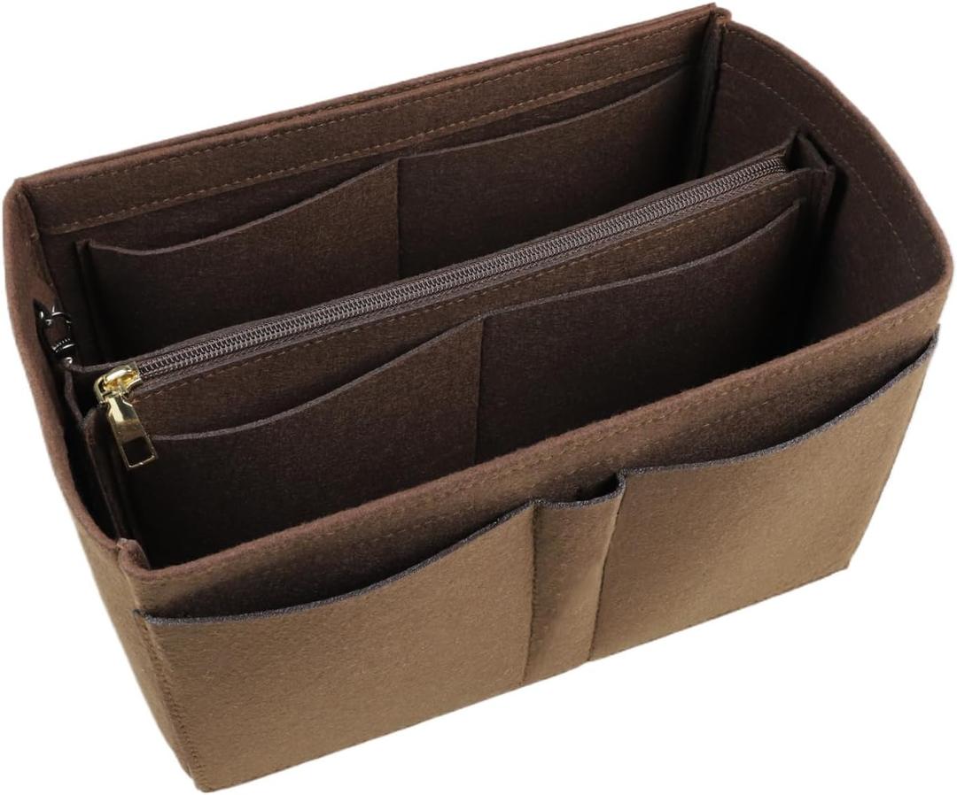 Lckaey handbag organizer for speedy 25 organizer Compatible with more brand Tote Bag protective insertY095Coffee-M