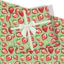 Azurestore 10 Sheets Strawberry Wrapping Paper- 20 x 27in Watercolor Red Green Strawberry Gift Wrap Paper Fruit Craft Paper for Mother's Day Birthday Baby Shower Party DIY Crafts