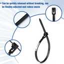 Reusable Zip Ties 8 inch 100 Pack with Wire Cutters, Adjustable Releasable Cable Ties 50lbs Tensile Strength, Self-Locking Nylon Ties for Home, Office, Garden, Workshop, Industrial Use