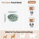 Havniva Ceramic 0.9 Cup Dog Bowl Slow Feeder, 6.1inch Slow Pet Food Dish for Small Dog and Cat, Stop Bloat, Preventing Choking(Single Bowl, Light Green)