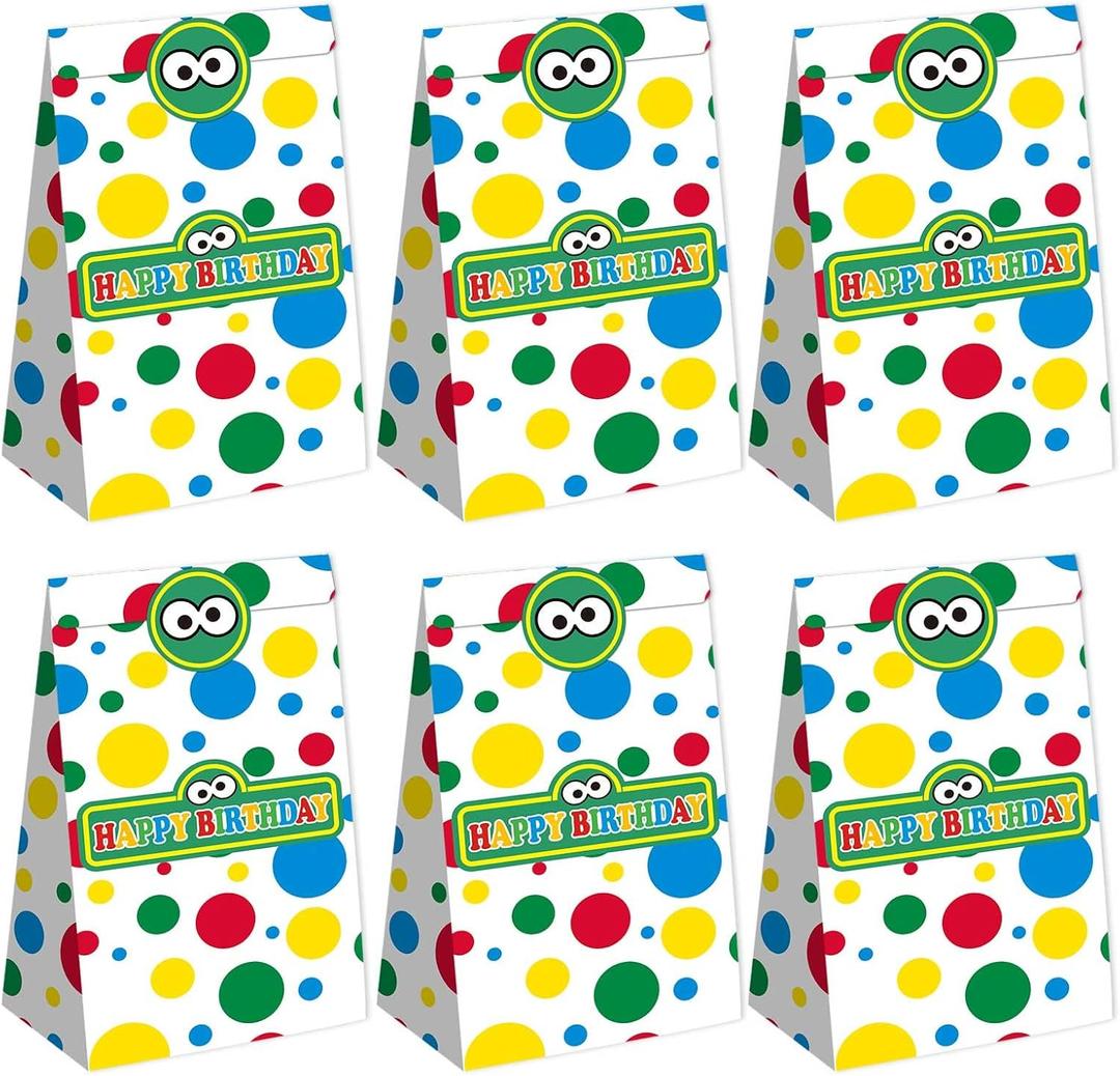 16PCS Cartoon Party Favor Bags Colorful Goodie Gift Bags for Kids Birthday Party Gift Supplies Happy Birthday Party Decorations