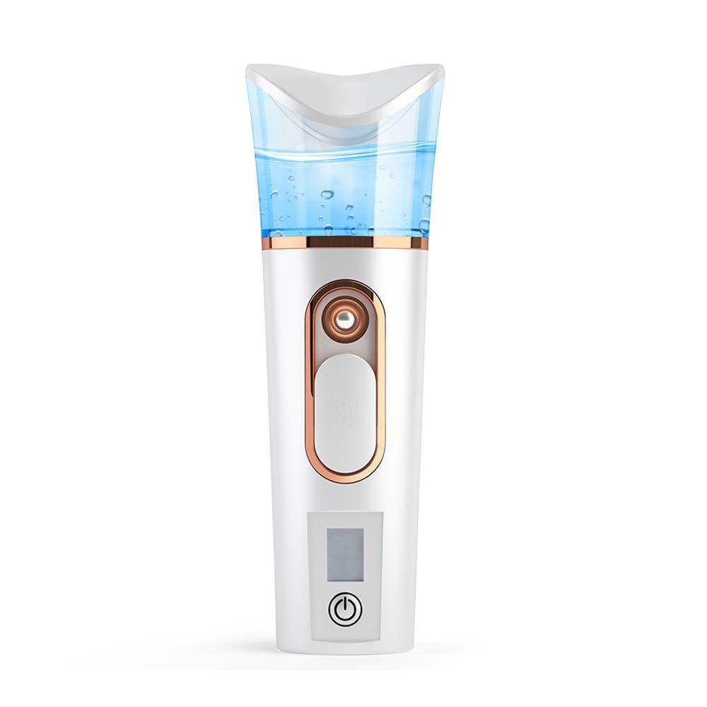Handy Nano Mist Sprayer with Skin Analyzer Moisture Tester, Portable Facial Atomization Eyelash Extensions Steamer Mister,Mini Cool with Large Capacity,Face Moisturizing,Hydration Refreshing (White)