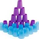 SEISSO Quick Stack Cups, 24PCS Stacking Cups Training Game for School Family Party, Kids Gifts Starter Set of Stacking Cup,Blue & Purple
