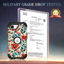 TEECOVER for iPhone 16e Case, Heavy-Duty Shockproof Full Protection Hard Plastic Bumper + Soft Silicone Rubber Protective Case for iPhone 16e - 6.1-Inch, Red Flowers