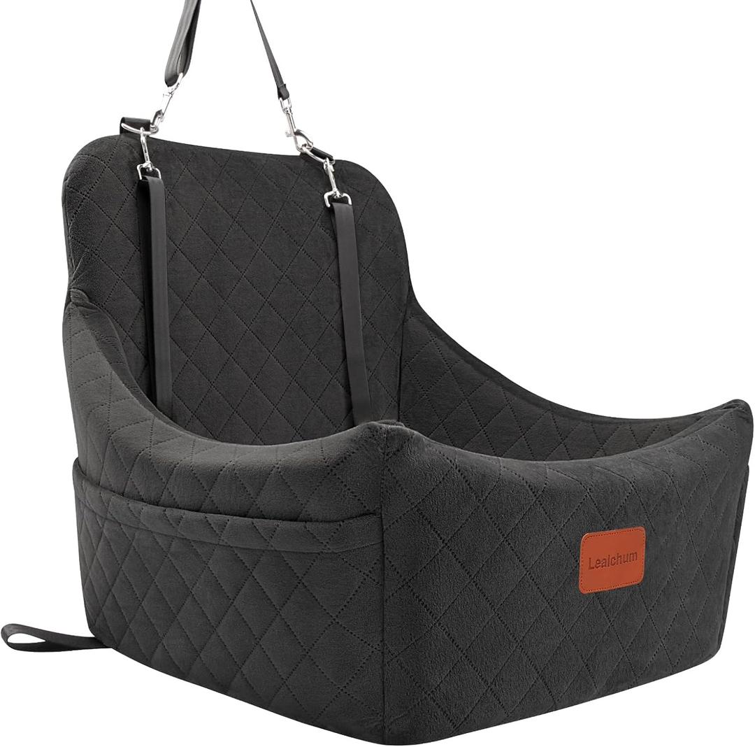 Dog Booster Car Seat for Medium Dogs,Dog Car Bed with Adjustable Straps,Anti Slip Bottom Pet Car Seat Fully Detachable and Washable,Snug Puppy Car Seat (Black,Medium)