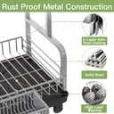 romision 2 Tier Compact Stainless Steel Dish Drainers Drying Rack for Kitchen Counter, Space Saving, Rust Proof Plate Strainers Holder On Countertop with Drainboard, Modern Gray, Small