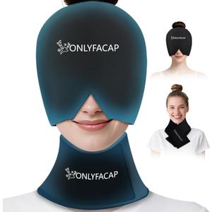 Hangover Migraine Relief Cap and Neck Ice Pack Set, Upgraded and Thickened Gel, Hot and Cold Compress Therapy for Neck and Headache Pain Relief, Tension, Stress and Puffy Eyes (Black Suit)