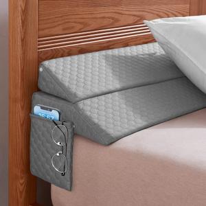 EUHAMS King Size Bed Wedge Pillow - Bed Gap Filler Mattress Wedge Headboard Pillow Close The Gap 0-7" Between Your Headboard and Mattress or Wall for Sleeping Backrest Pillow (76"x10"x6" Gray) (King(10 in x6 in x76 in-Big), Grey)