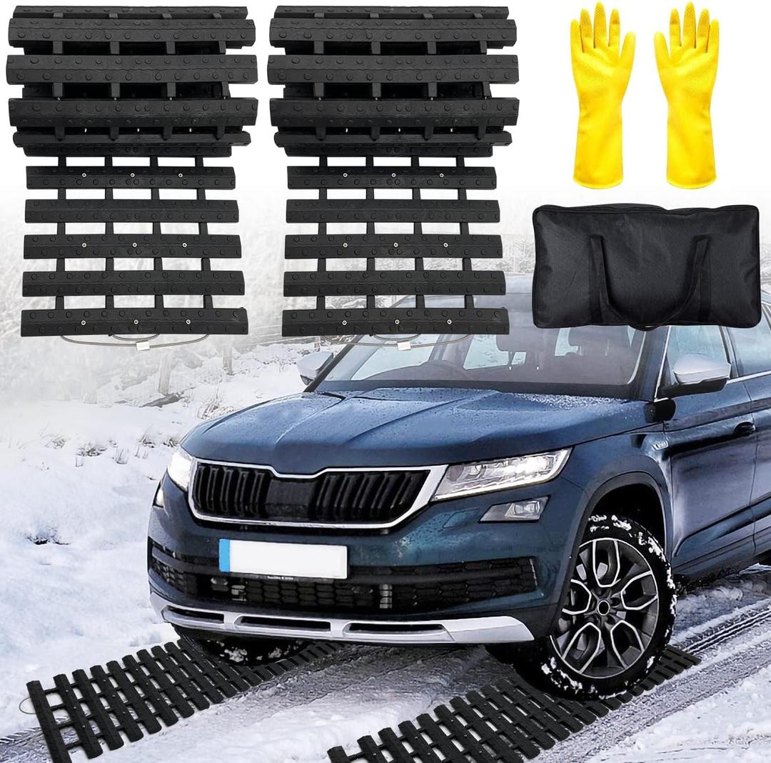 Emergency Devices 2 pcs Tire Traction Mats 39.3" (L) x 10.8" (W), Portable for Snow, Ice, Mud, and Sand Used to Car, Truck, Van or Fleet Vehicle Off Road Winter Accessories (2PCS* 39in)