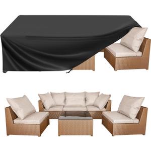 BALEINE Patio Furniture Covers, Outdoor Furniture Covers Waterproof, Heavy Duty Oxford Patio Table Cover for Outdoor Table, Chair, Sofa, Desk (Black, 138"L x 86"W x 32"H)
