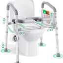 PopWise Raised Toilet Seat with Handles, 500 lb Anti-Wobble Frame, Easy to Install Toilet Seat Risers for Senior, Pregnant, Post-Surgery, Adjustable Height & Width Toilet Seat Riser, Fits Most Toilets (Light Gray)