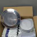 Goodluck 350 Pieces Blue Plastic Plates, Clear Plastic Silverware Disposable Plates Set, Include 100 Plates, 50 Pack Pre Rolled Napkins with Silverware, 50 Cups for Party, Wedding, Graduation