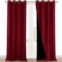 NICETOWN Cold Blocking 100% Blackout Curtains, Durable and Soft Black Lined Blackout Drapes, Energy Saving Decoration for Patio Sliding Glass Door, Burgundy, 52-inch x 108 inches, 2 PCs