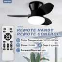 Small Ceiling Fan with Light - 26 Inch Flush Mount Ceiling Fan with Lights and Remote, Low Profile Ceiling Fans with 3 Reversible Blades, 6 Wind Speeds, Black Ceiling Fans for Bedroom