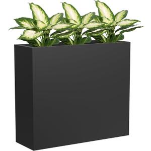 Metal Tall Planter 30" L x 10" W x 26" H | Long Rectangular Planter Box, Drainage Holes & Removable Shelf, Heavy Duty Steel Planter for Tall Plants, Flowers or Shrubs