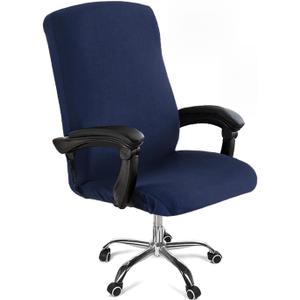 Office Chair Cover,Removable Desk Chair Cover with Zipper,Stretch Anti-dust Universal Rotating Office Seat Slipcover,Washable High Back Computer Seat Protector for Pets (Navy, Large)