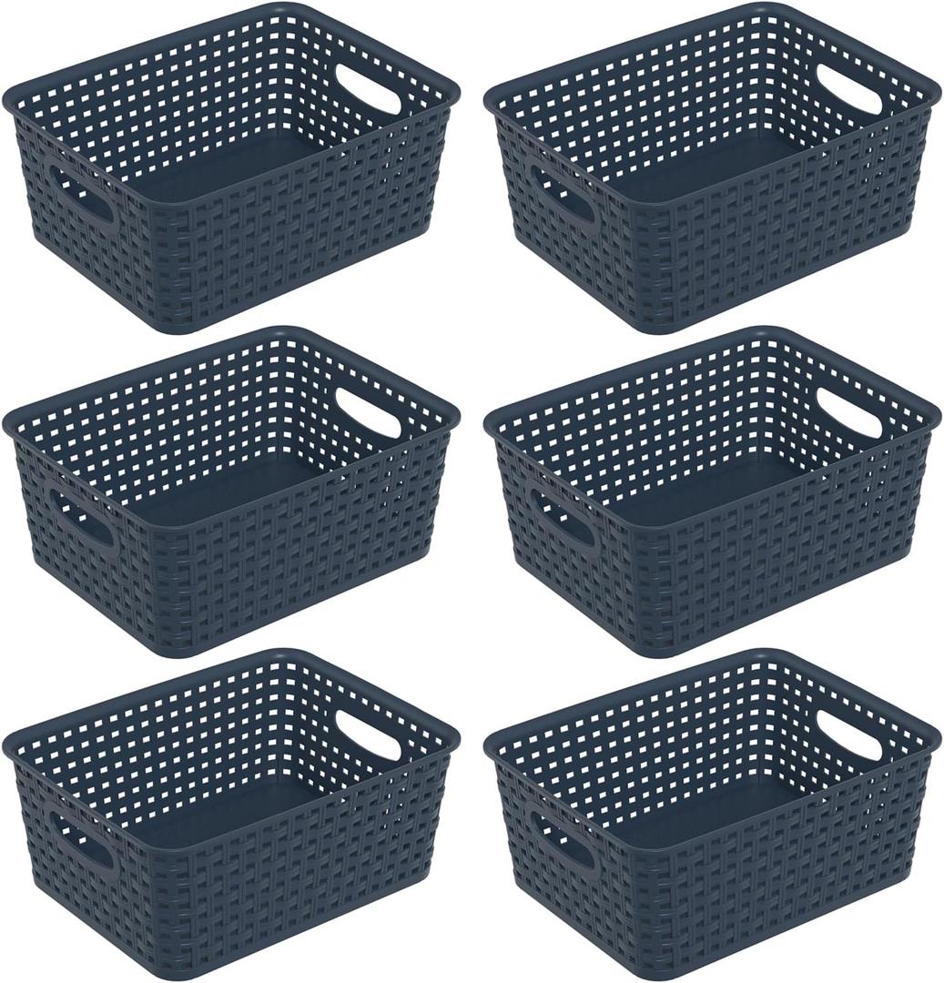 Cand Plastic Storage Basket Bin, 6 Pack Small Organizing Basket for Desktop