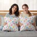 Easter Decorative Throw Pillow Covers 18x18 Set of 2 Colorful Eggs Spring Square Pillow Covers for Couch Floral Leaves Cushion Cases for Living Room Bedroom Bed Car Chair