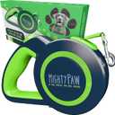Mighty Paw Retractable Dog Leash 2.0 | 16' Heavy Duty Reflective Nylon Tape Lead for Pets up to 0-50 lbs. Tangle Free Design W/One Touch Quick-Lock Braking System & Anti-Slip Handle (Green/Lite)
