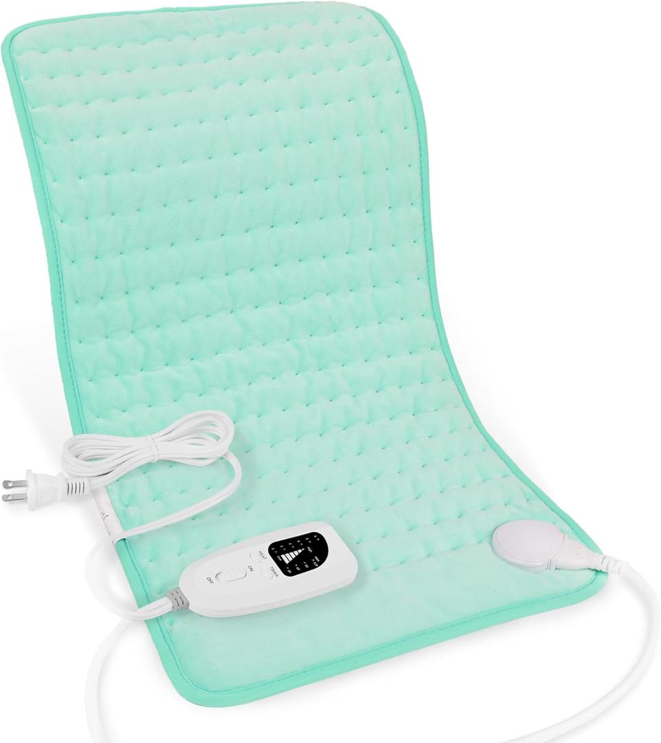 Deepsoon Heating Pad,Electric Heating Pads for Back,Neck,Abdomen,Moist Heating Pad for Shoulder,Knee,Arms,Legs,Dry/Moist Heat & Auto Shut Off,Christmas Gifts for Men and Women,Light Green,24x12 Inch