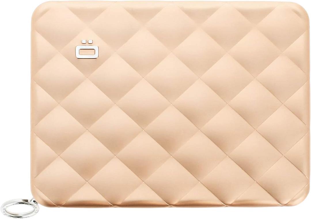 Companion wallet for women, Rigid aluminum with quilted effect, RFID protection against fraud and demagnetization, Lady Case HELSINKI Large model, passport size