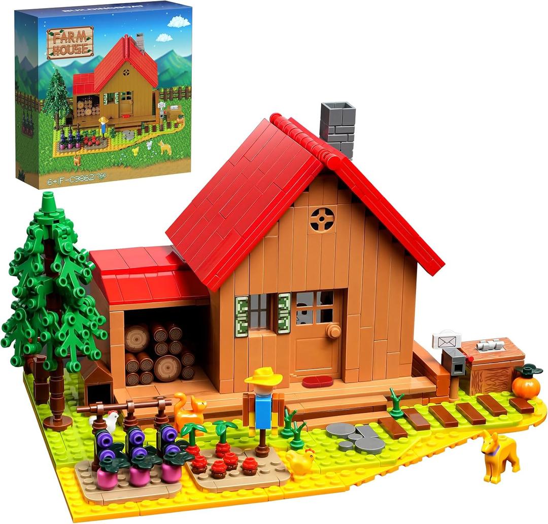 Stardew Farmhouse Building Toy, Video Game Valley Farm Playset Building Set Compatible with Lego, 766 Pieces DIY Farm House Building Kits for Adults and Fans