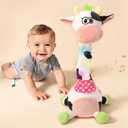 Dancing Talking Giraffe Toy, Stuffed Animal Baby Toy Repeating What You Say, Glowing Musical Giraffe Gifts for Toddlers 1-3 Years Old, for Kids (Cow)