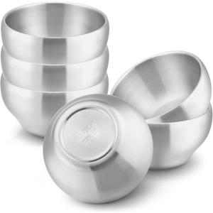 HaWare 6-Piece Kids Bowls, 12oz SUS304 Metal Bowl for Toddler Children, Small Baby Bowls for Feeding/Soup/Snacks, Multipurpose 18/8 Stainless Steel Cereal Bowls, Double Walled, Dishwasher Safe