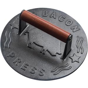Bellemain Bacon Press 8.5-Inch Round | Heavy-Duty Cast Iron Grill Press for Perfectly Seared Bacon, Steak & Sandwiches | Equalized Weight Distribution