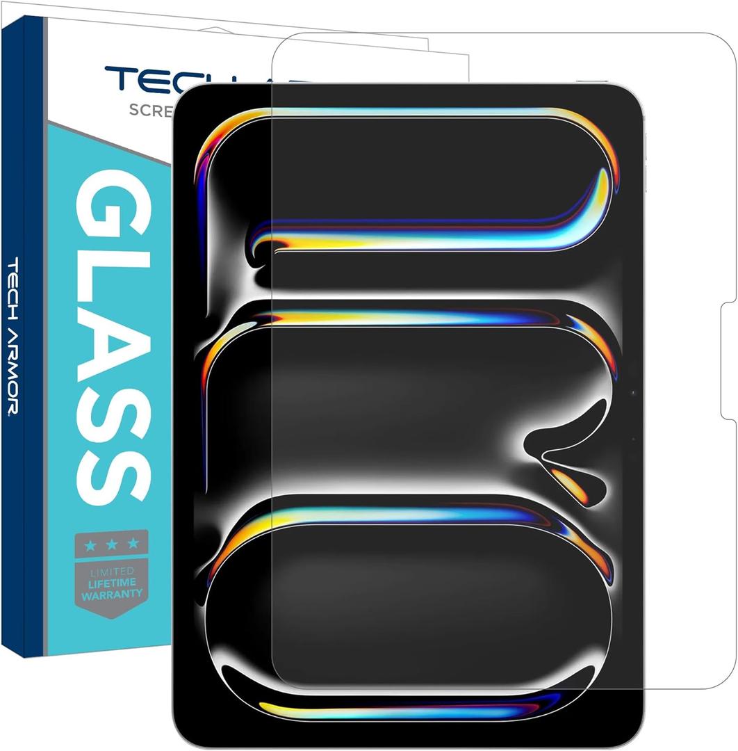 Tech Armor for Apple iPad Pro 13 Inch Screen Protector M5 2025 & M4 2024 - Ballistic Tempered Glass, Bubble Free, 9H+, HD Clear, Scratch Resistant + Easy Installation Tray - 1 Pack