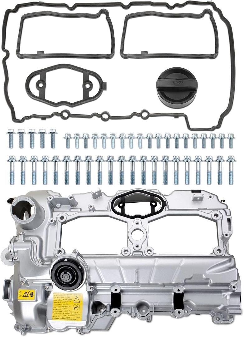 Aluminum Valve Cover Compatible with BMW X5 Z4 X3 X4 X1 528i 428i 320i 328i 228i xDrive 2.0L L4 2012-2018 Replace 11127625477 11127588412