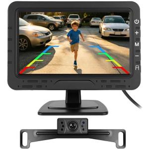 Backup Camera for Truck Car IP68 Waterproof Night Vision DIY Grid Lines for Car RVs Trucks Tractors Bus Semi-Trailers (P1)