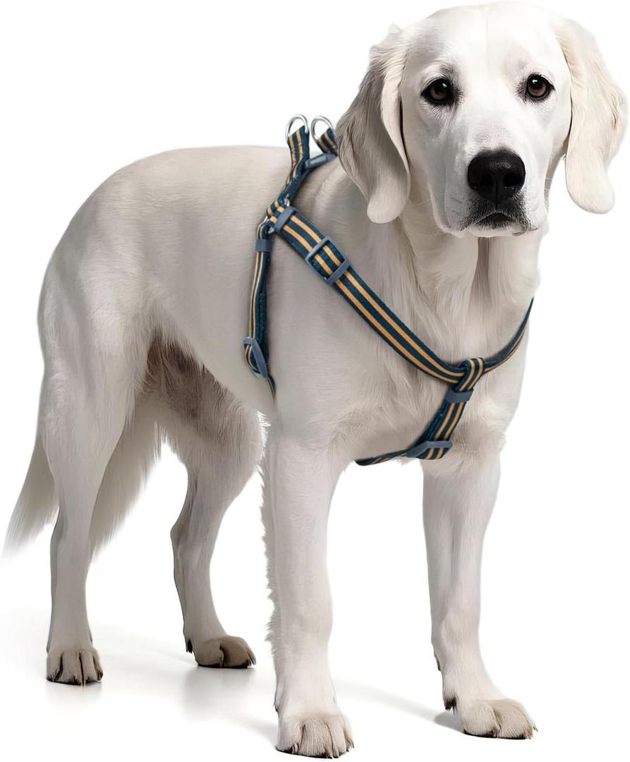 Stripe Step in Dog Harness for Small Dogs, Freedom Nylon Dog Halter Vests, Lightweight and Escape Proof Puppy Harness, Quick Fits for Small Medium and Large Dogs, Blue XS