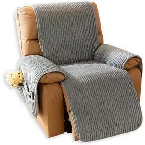 Recliner Chair Covers That Stay in Place, Waterproof Recliner Sofa Cover, Non-Slip Chair Protector, Washable Furniture Cover for Dogs, Cats and Kids (Bluegray, 23.6" Recliner Chair)