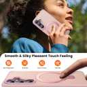 HuwaiH Magnetic Stand for Samsung Galaxy S25 Case, Military-Grade Protection, Anti-Fingerprint Anti-Scratch Translucent Matte Phone case for Samsung Galaxy S25(Pink)