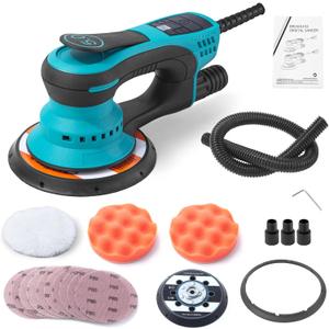 Electric Random Orbital Sander 5/6 Inch-350W Powerful Brushless Motor-7 Variable Speed 4000-10000RPM Sander-For Polishing, Scratch Removi,Primary Wood and Panel Processing-With Dust Collector