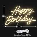 Happy Birthday Neon Sign for Wall Decor, LED Happy Birthday Light Up Sign, USB Powered Dimmable Neon Light for Birthday Party Decorations Backdrop, Warm White