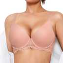 Popilush Minimizer Bras for Women Full Coverage Push Up Lace Bra Supportive with Underwire for Everyday Wear