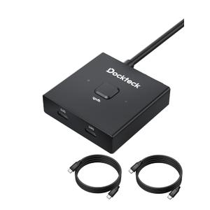 Dockteck USB C Switch, Bi-Directional Switcher 1 in 2 Out/2 in 1 Out, USB Switch with 4K@60Hz, 10Gbps Transfer Speed, 100W PD Charging,Included Two 3.3FT USB-C Full Featured Cable for Laptop