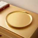Large Round Stainless Steel Tray,Round Gold Trays,Service Tray,Decorative Tray,Jewelry and Cosmetic Storage Tray.Diameter 11.02 inches / 28cm.Gold, 1 Piece