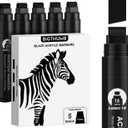 BIGTHUMB Black Poster Markers Jumbo: 5 Pcs 15mm Wide Tip Thick Acrylic Paint Pen Large Permanent Calligraphy Markers for Rock Painting, Stone, Poster, Canvas, Glass, Wood, Ceramic